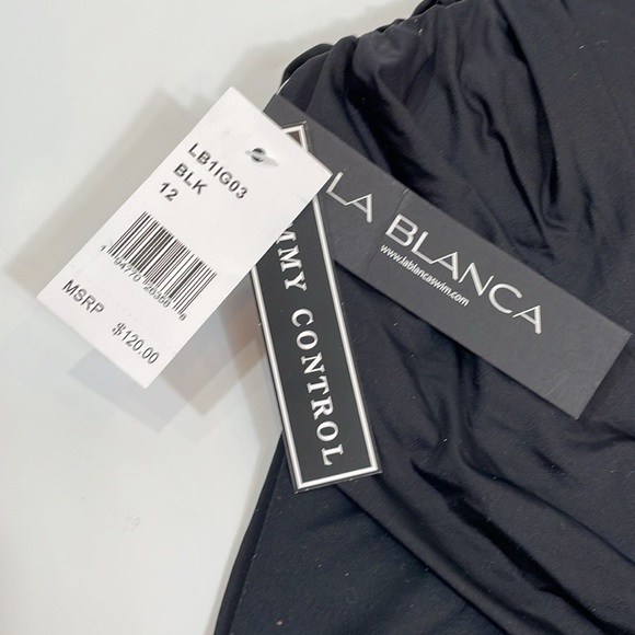 La Blanca One Piece Swimsuit Size 12 NWT Black One Shoulder Tummy Control - Picture 7 of 14